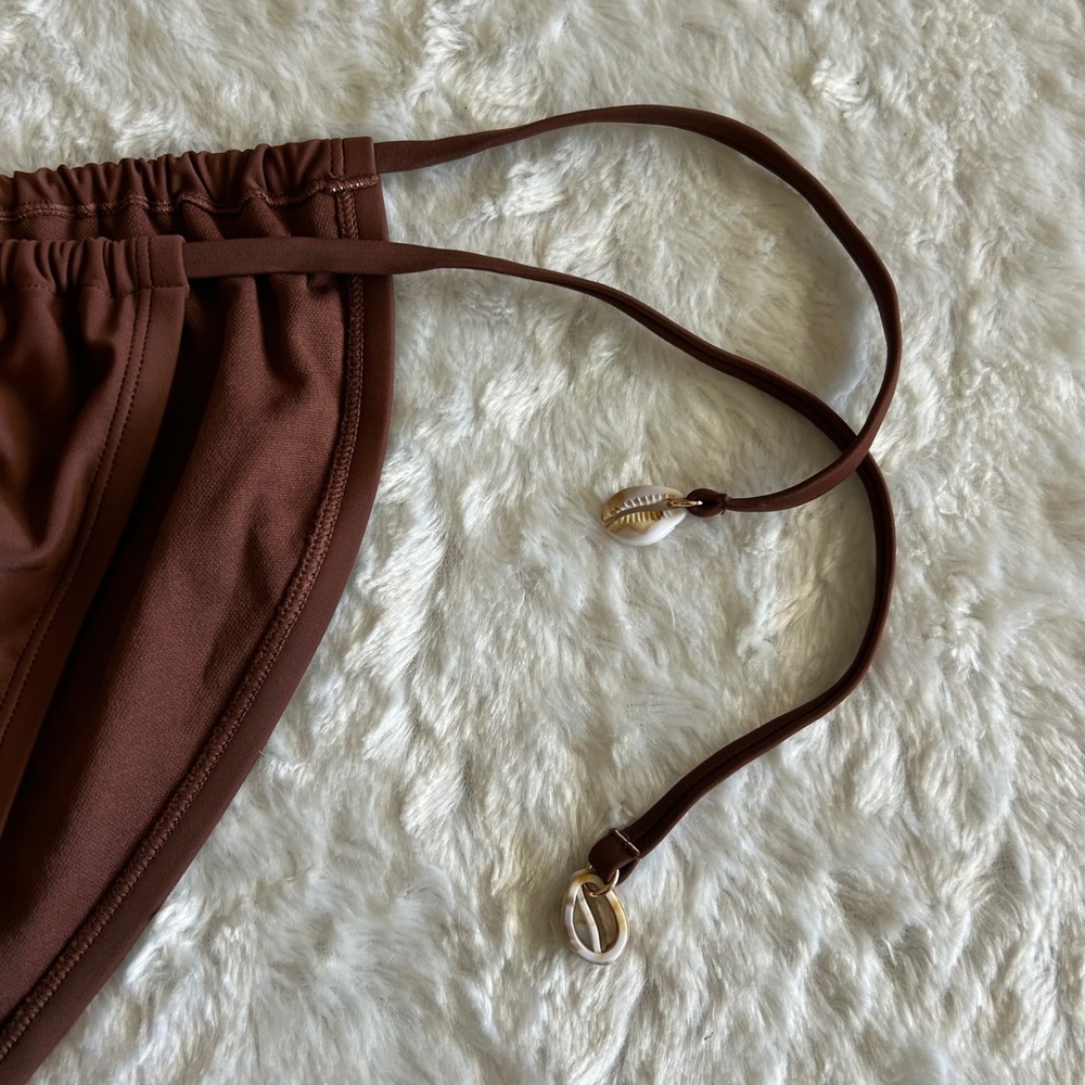 Wild Fable Brown Seashell Side Tie Cheeky Bikini Bottoms Swimsuit XS Boho Surf - Picture 5 of 5